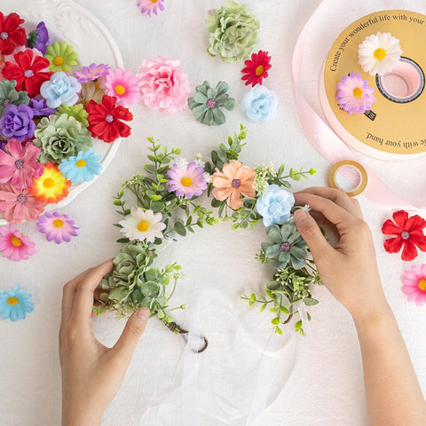 ATTGREAT mini flower heads various sizes for dimensional decor