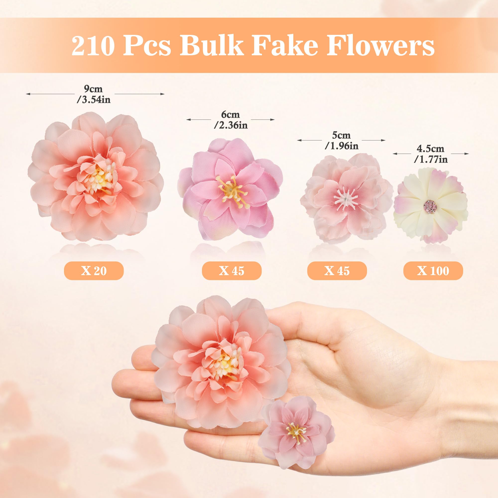 ATTGREAT silk daisy head in light pink ideal for wedding favors