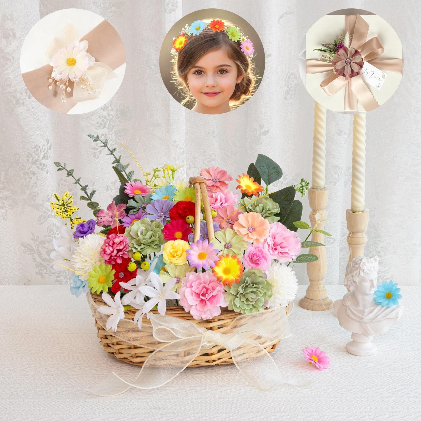 ATTGREAT silk flower heads bright colors pack for vibrant crafts