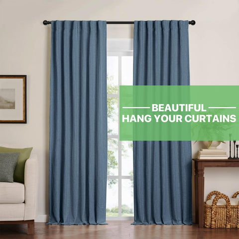 ATUHOLA adjustable-length curtain rod sections for easy customization without sag.