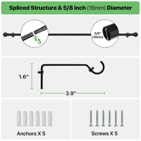ATUHOLA easy-installation curtain rod with wall-mount hardware for durable setup.