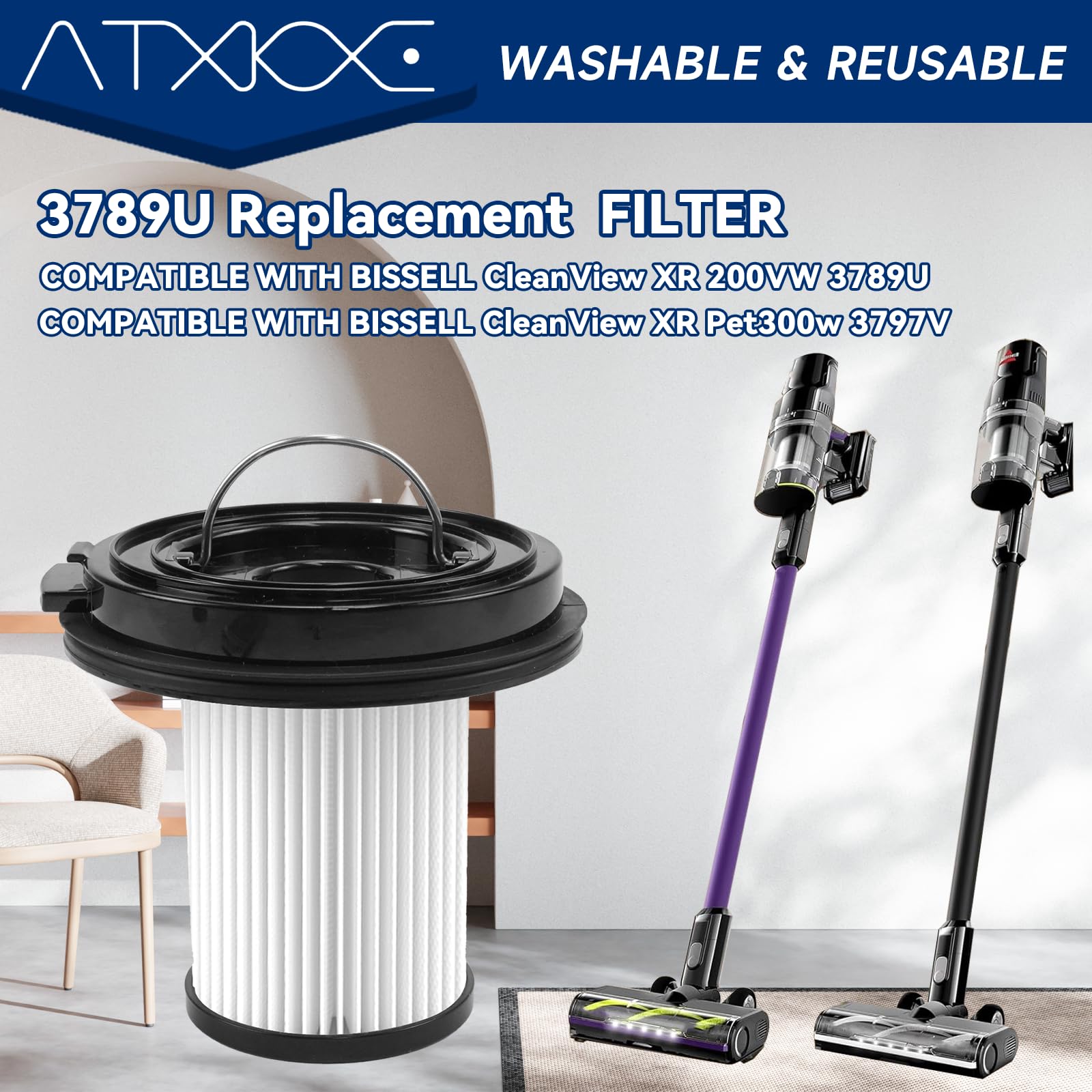 ATXKXE 6Pack XR filter for Bissell Cleanview Pet 300W, reliable filtration for pet homes.