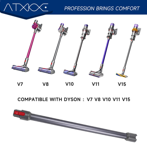 ATXKXE wand showing compatibility with Dyson V7–V15 models.