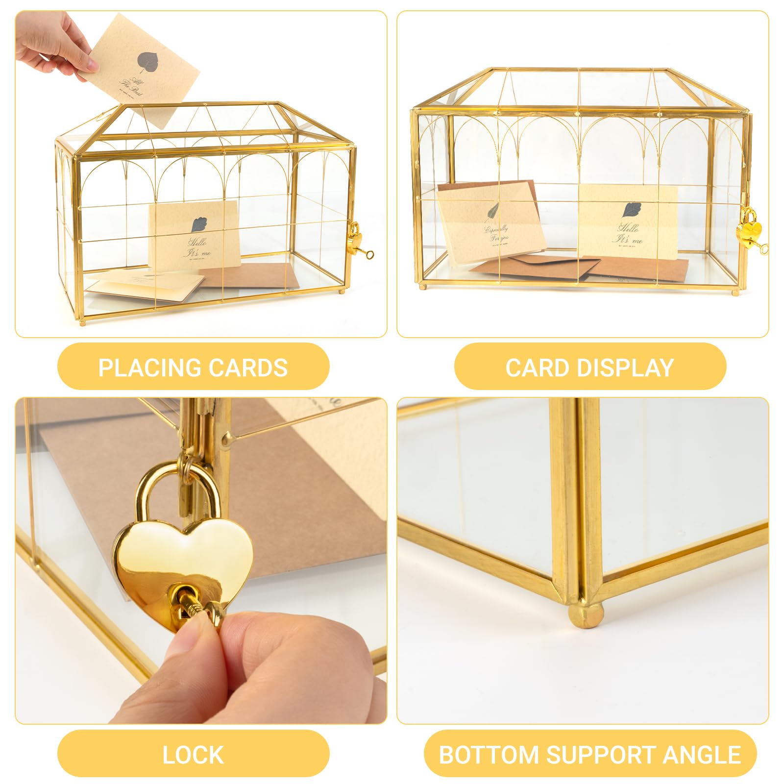 Atzciyr wedding glass card box with side lock door for secure gift storage