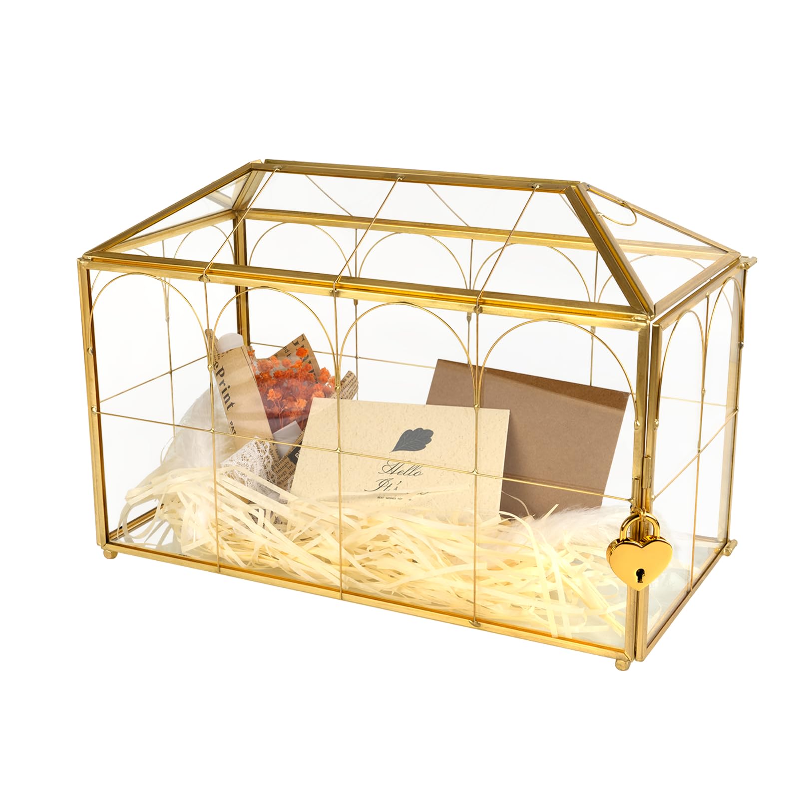 Atzciyr wedding glass card box with top slot for easy card drop