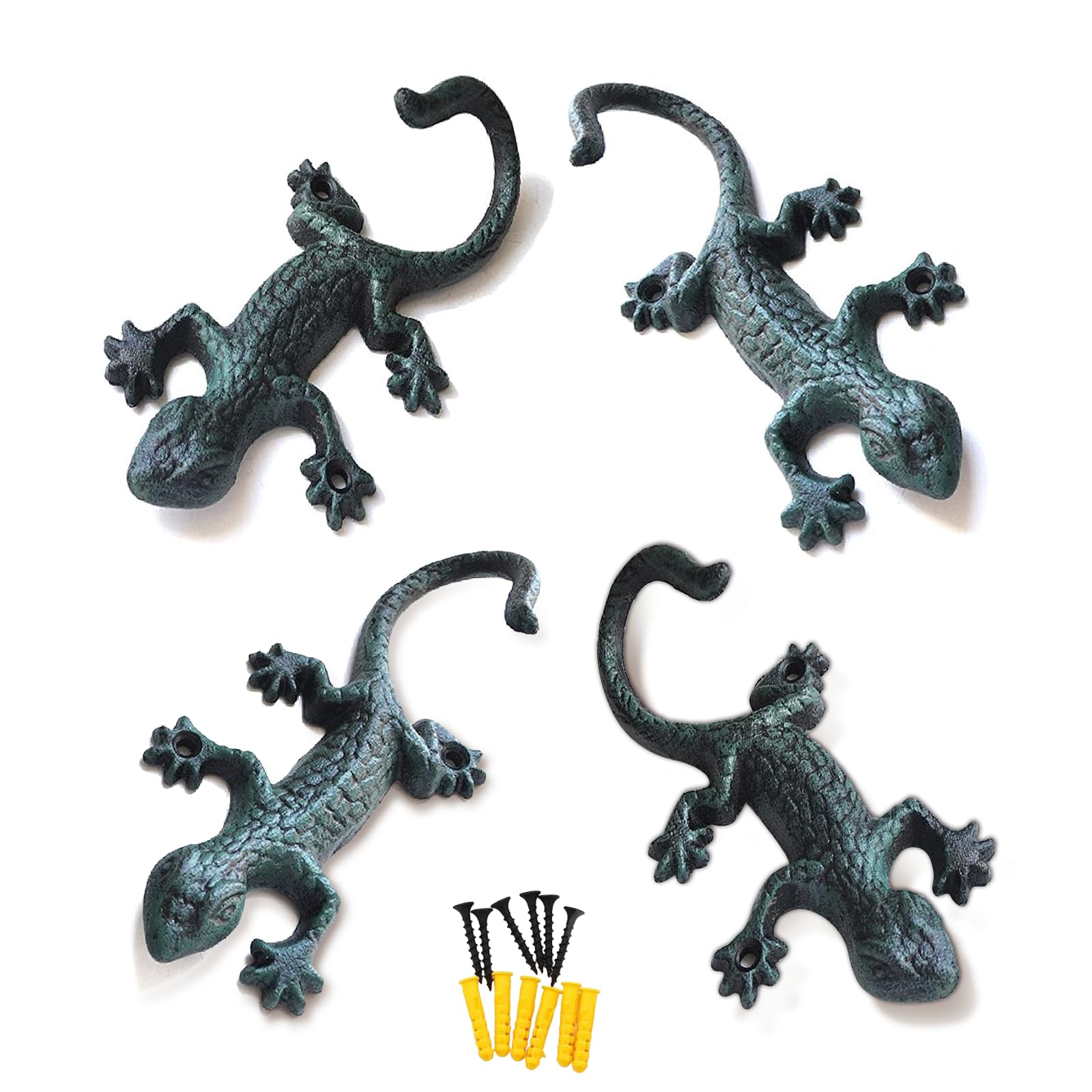 Auafanzy gecko cast iron wall hook ready for poolside towel storage.