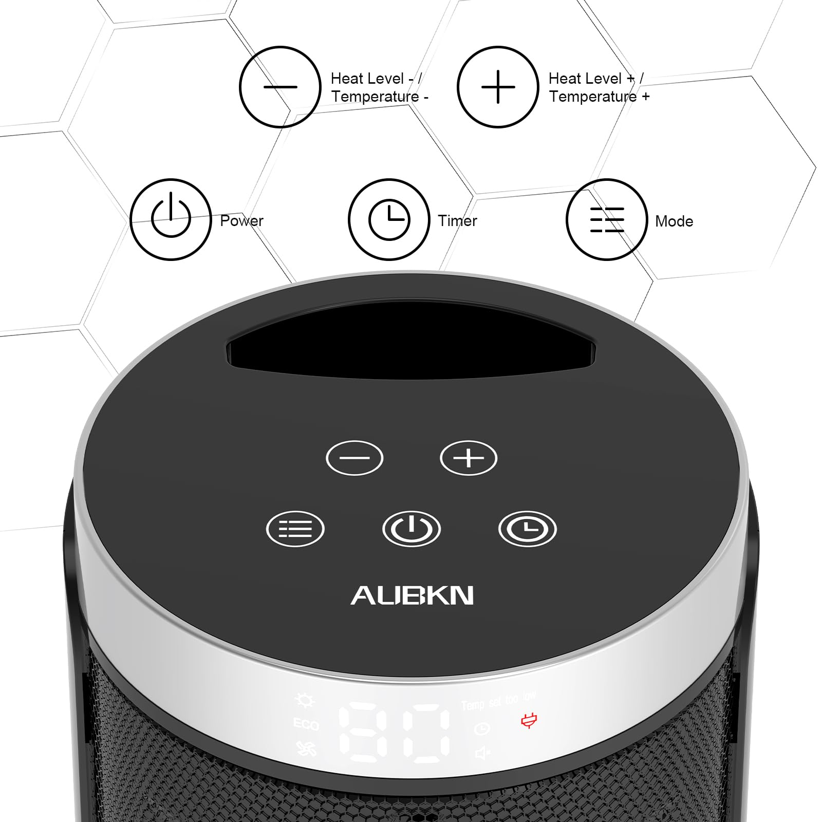 AUBKN space heater remote control demonstrates convenient operation from across the room.