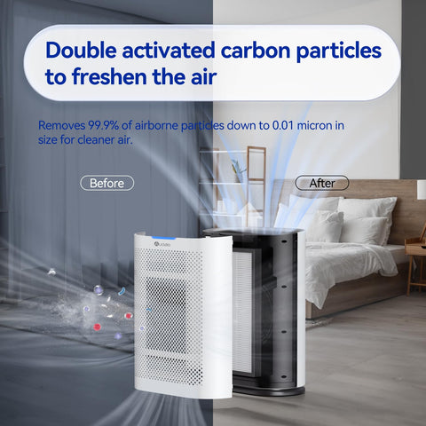 Aucleia air purifier in sleep mode runs quietly for undisturbed nights.