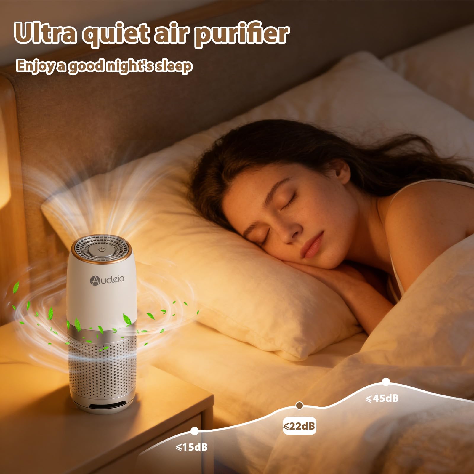 Aucleia Mini Purifier operates quietly on your desk for focused work.
