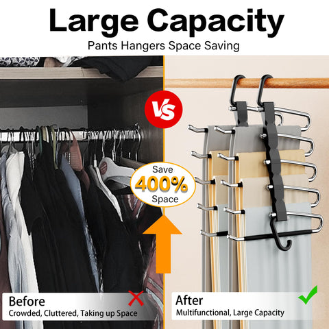 AUFETQ anti-slip pants hangers with end-stop prevent slipping and protect fabrics