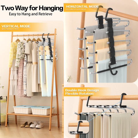 AUFETQ stainless steel 304 pants rack resists rust and keeps clothes neat