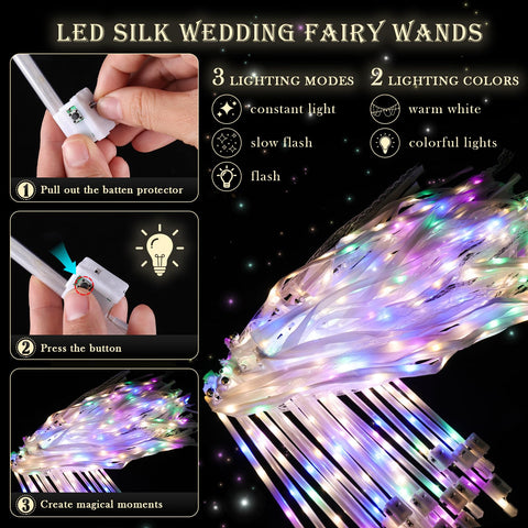 AUGFRYZIAN wands ribbons and bells close-up showing shimmer and color