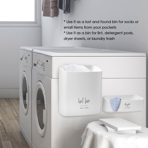 August and Wae wall-mount bin with keyhole mount for space-saving.
