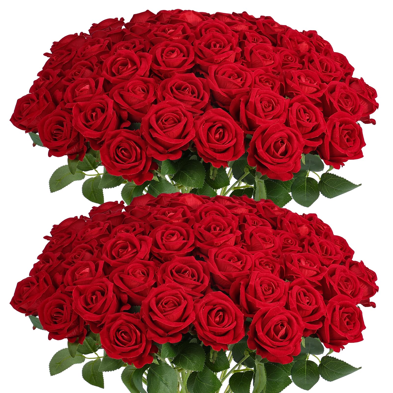 Auihiay 60pcs red roses long stem bouquet for elegant centerpieces.