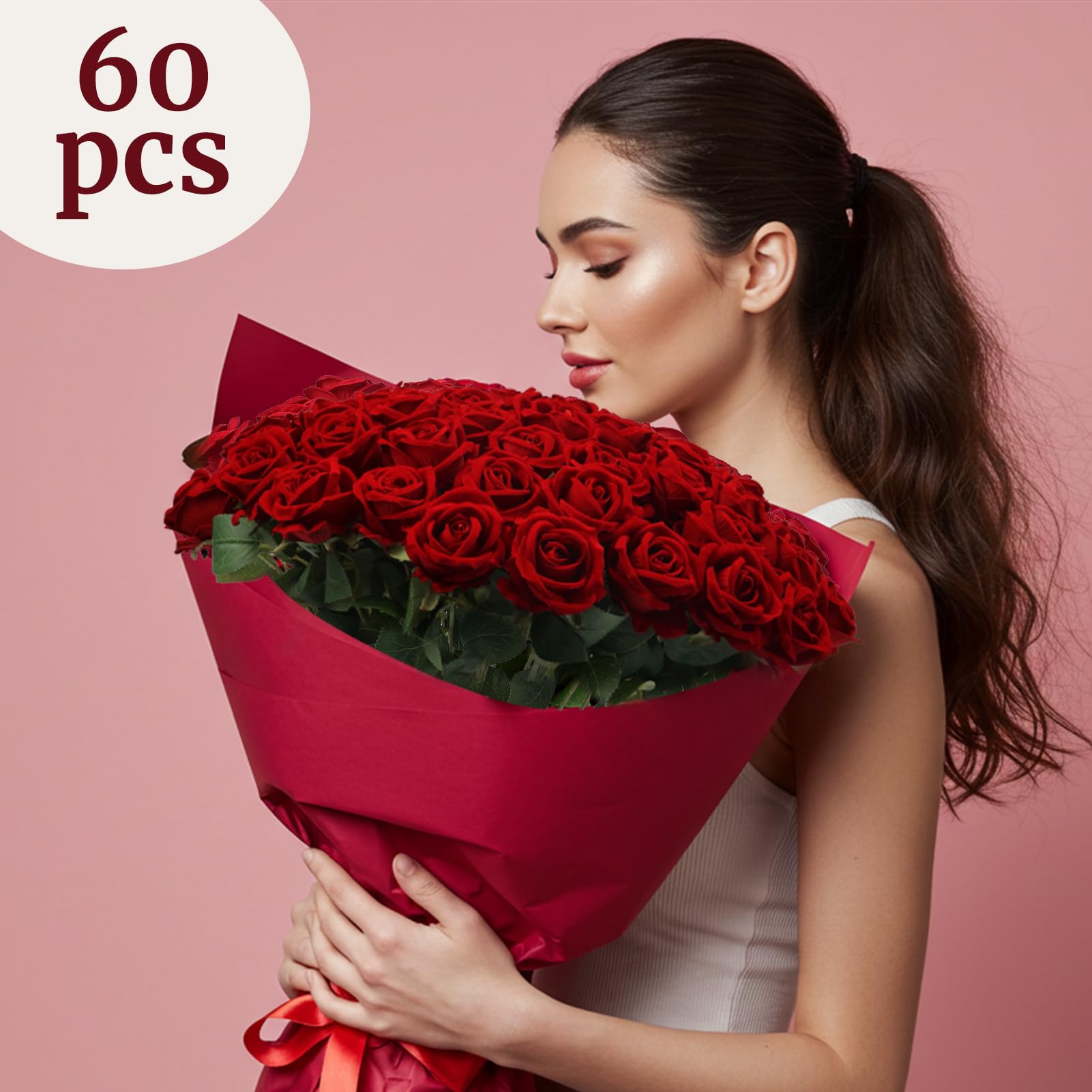 Auihiay home decor garland of red roses for festive tables.