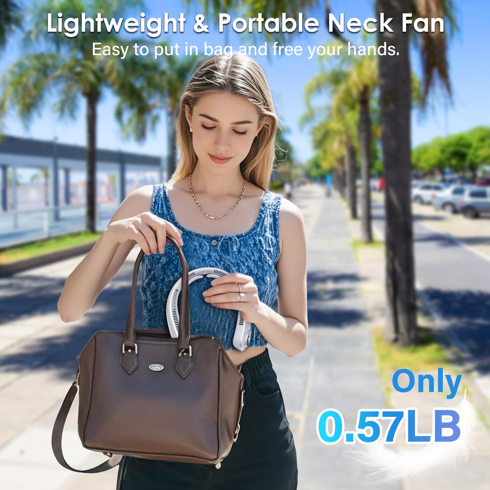 AUIIAH neck fan rechargeable battery ideal for travel.