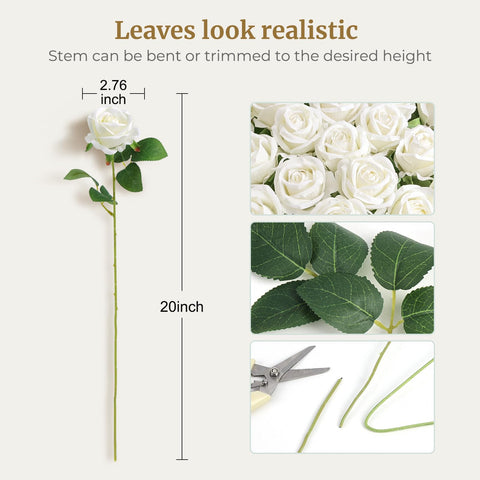 Auihiay 20inch stem roses span – flexible wiring to shape centerpieces.