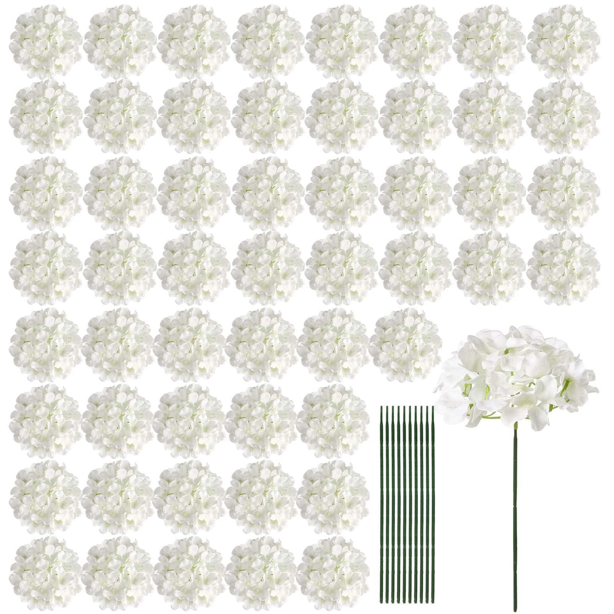 Auihiay 64pcs ivory hydrangea flowers for long-lasting centerpieces.