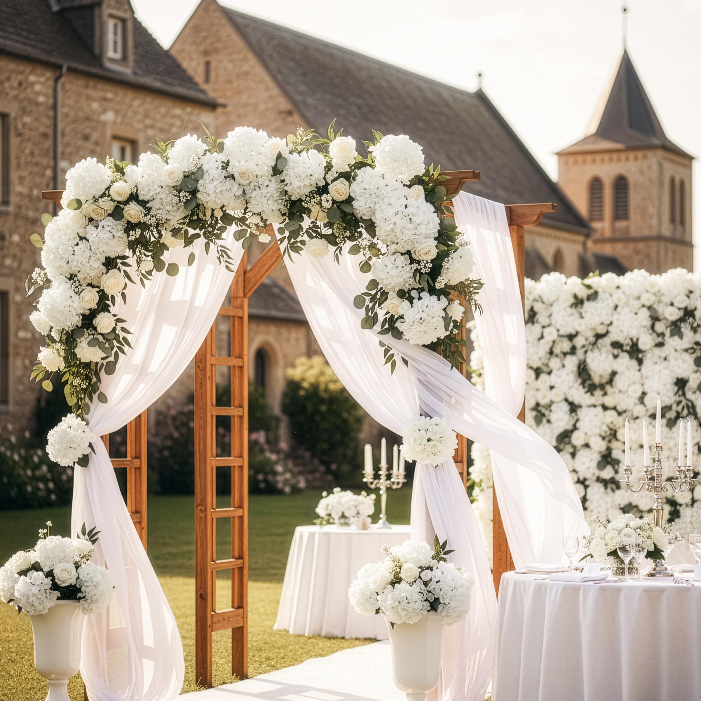 Auihiay arch decoration with ivory hydrangeas for weddings