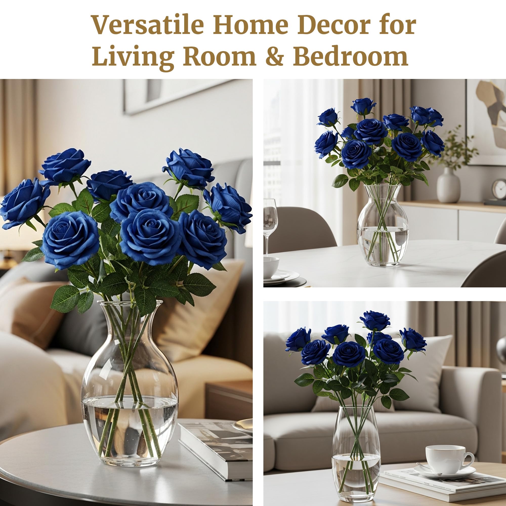 Auihiay blue artificial roses for home decor and events.