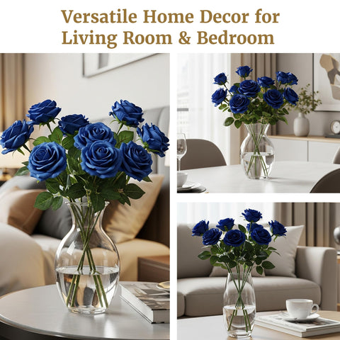 Auihiay blue artificial roses for home decor and events.