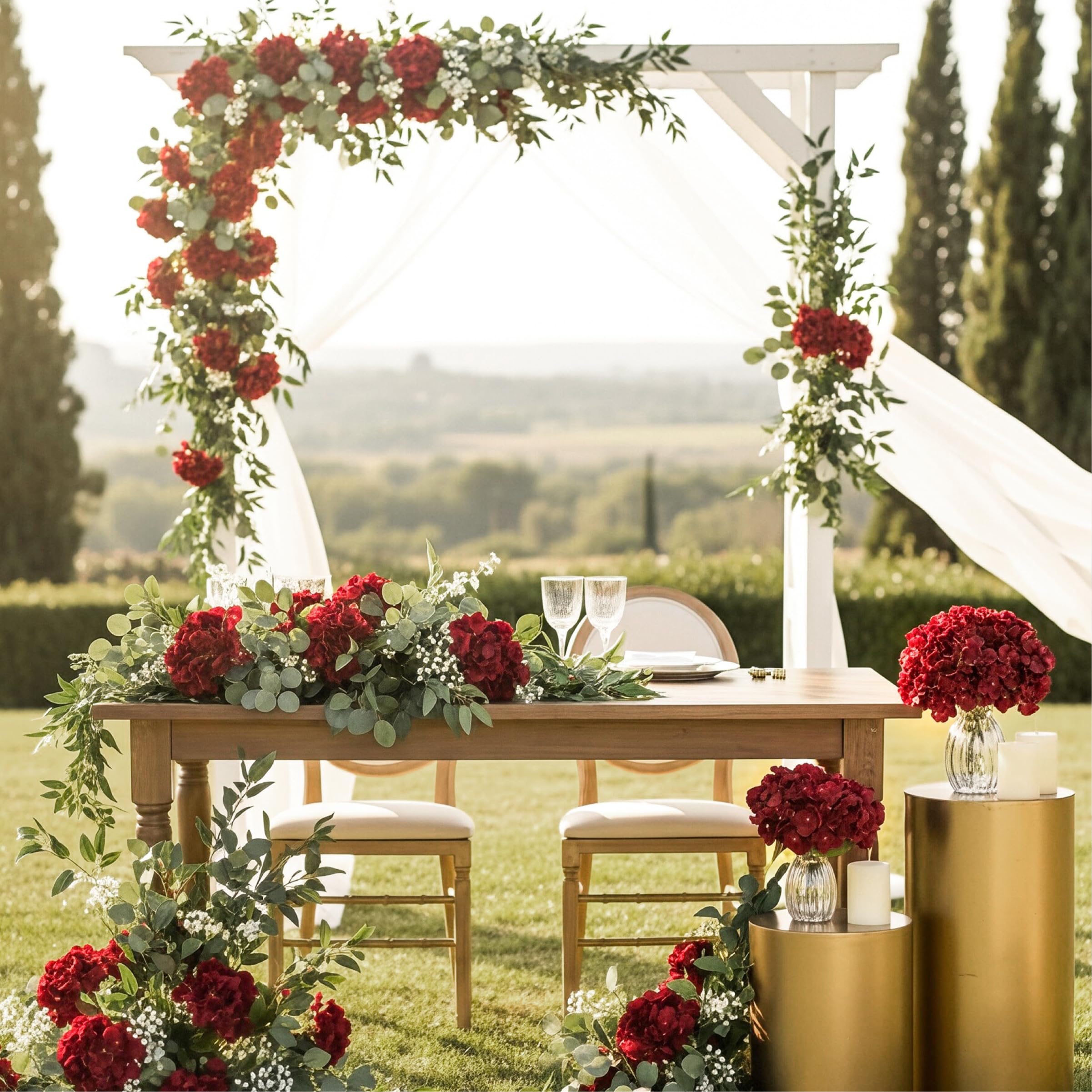 Auihiay dinner table hydrangea decor enhances party ambience