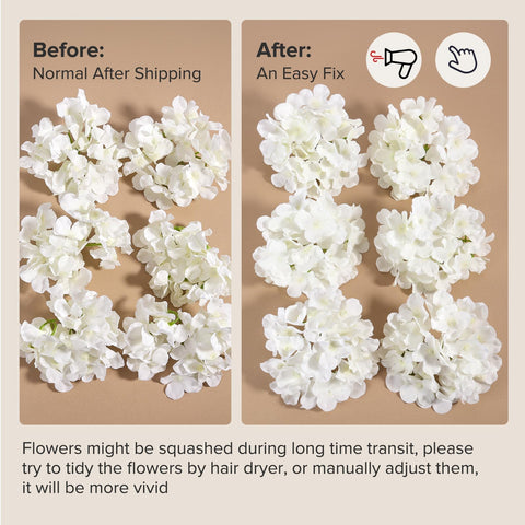 Auihiay DIY flower arrangements with ivory hydrangeas.