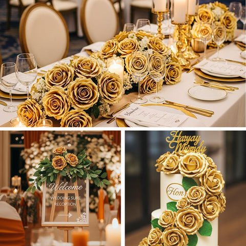 Auihiay rose gold flowers for baby shower decor and allergen-free sparkle.