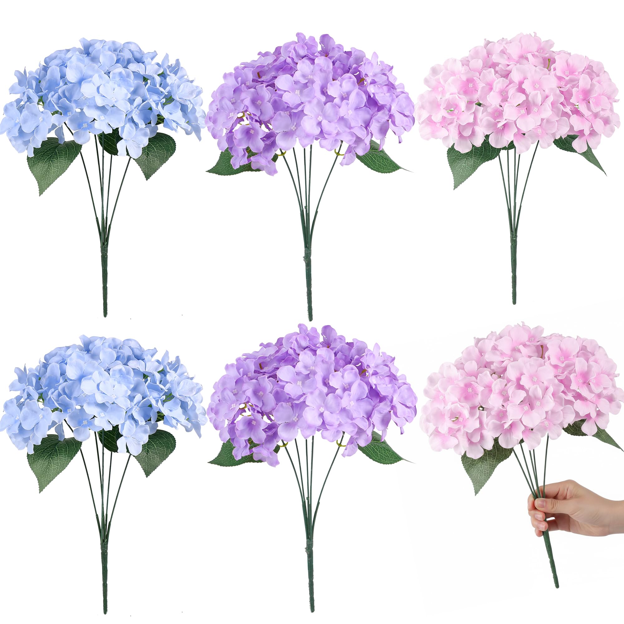Auihiay 30-head hydrangea mix colors close-up for outdoor use