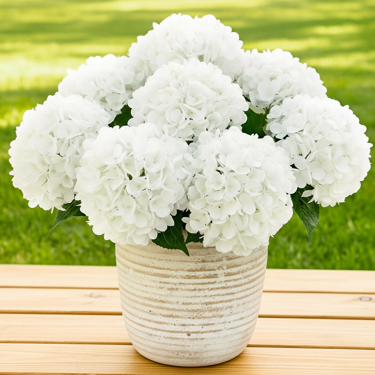 Auihiay hydrangea bouquet six outdoor bundles for durable white garden decor