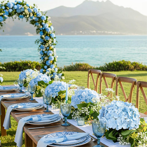 Auihiay blue hydrangea garland arrangement for wall or table