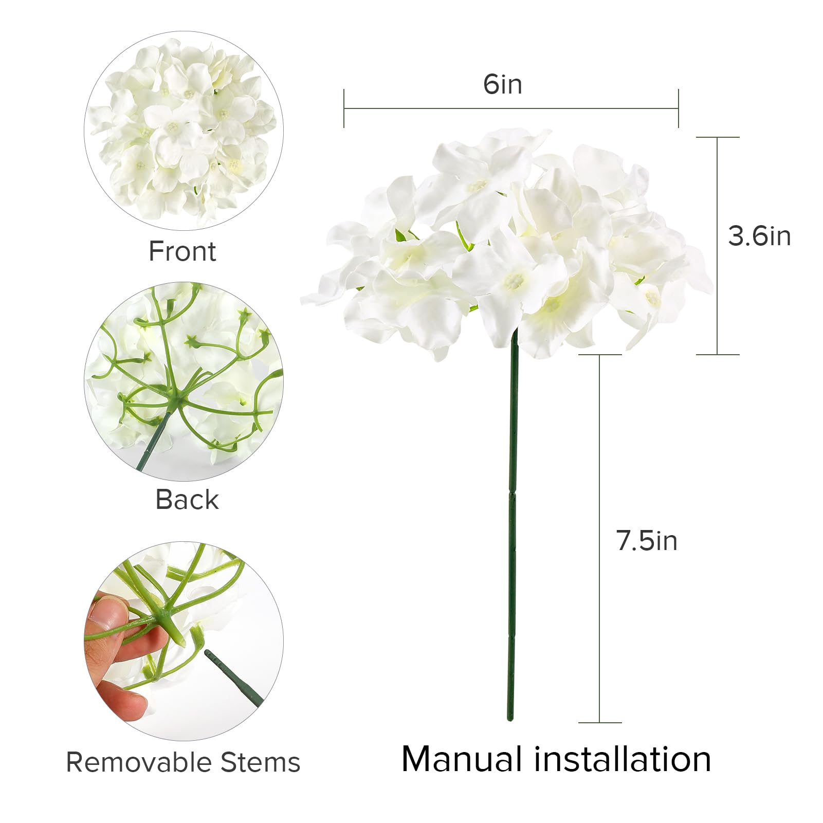 Auihiay ivory hydrangea wedding centerpiece setup with multiple blooms.