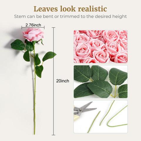 Auihiay pink roses table garland for festive decor.