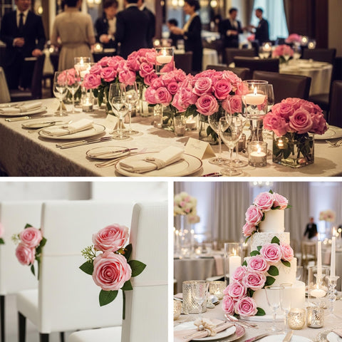 Auihiay pink roses wedding centerpiece for elegant tables.
