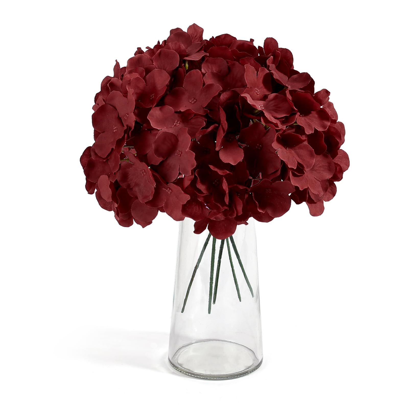 Auihiay silk burgundy hydrangea stems for flexible DIY decor