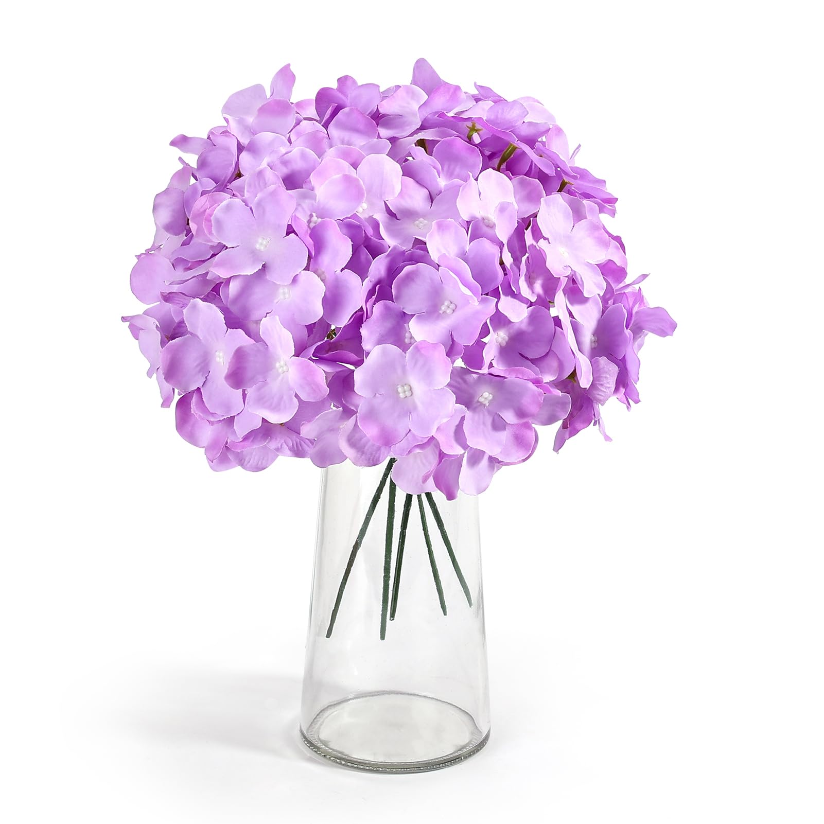 Auihiay silk hydrangea stems with bendable 8in length.