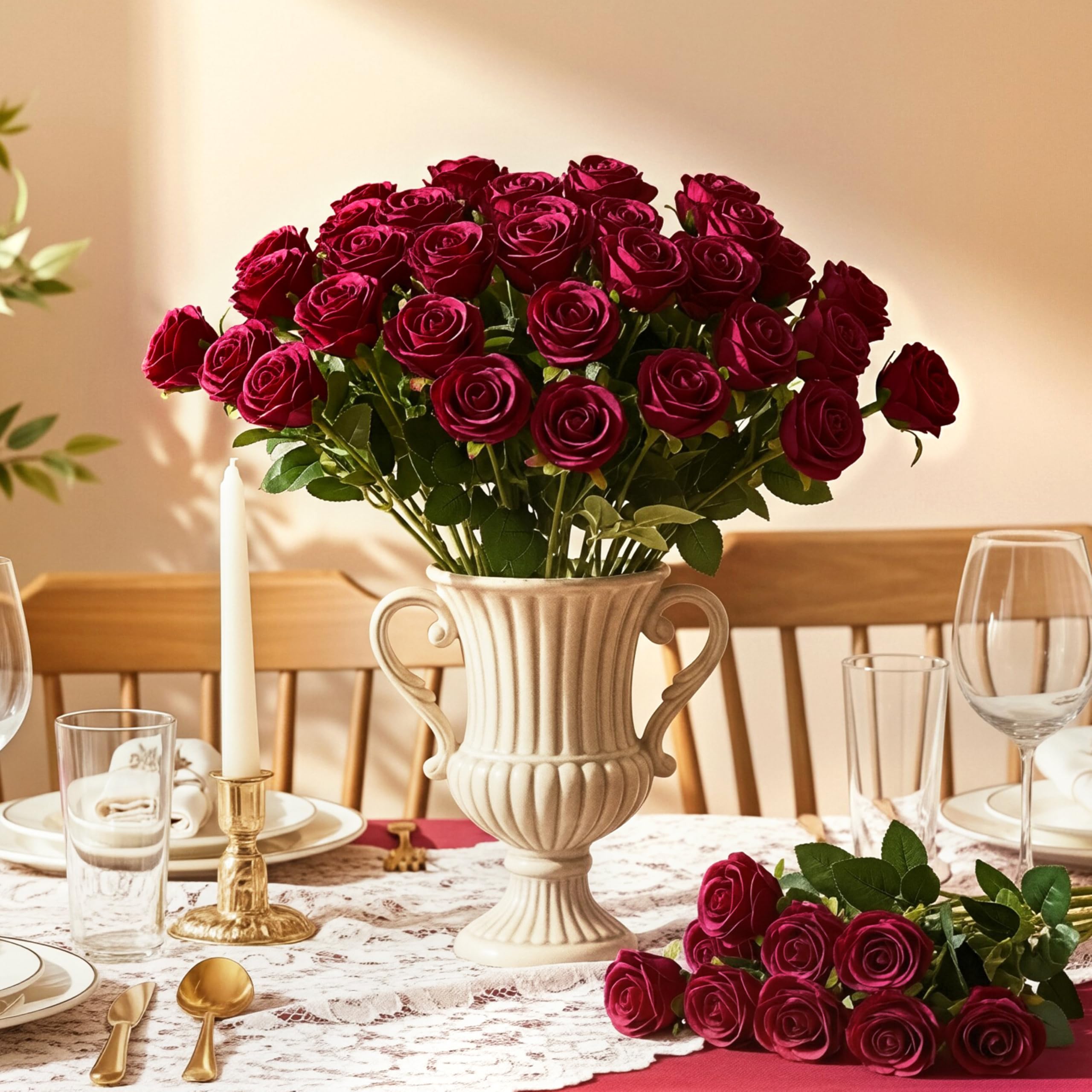 Auihiay burgundy roses ideal for wedding centerpieces and lush decor.