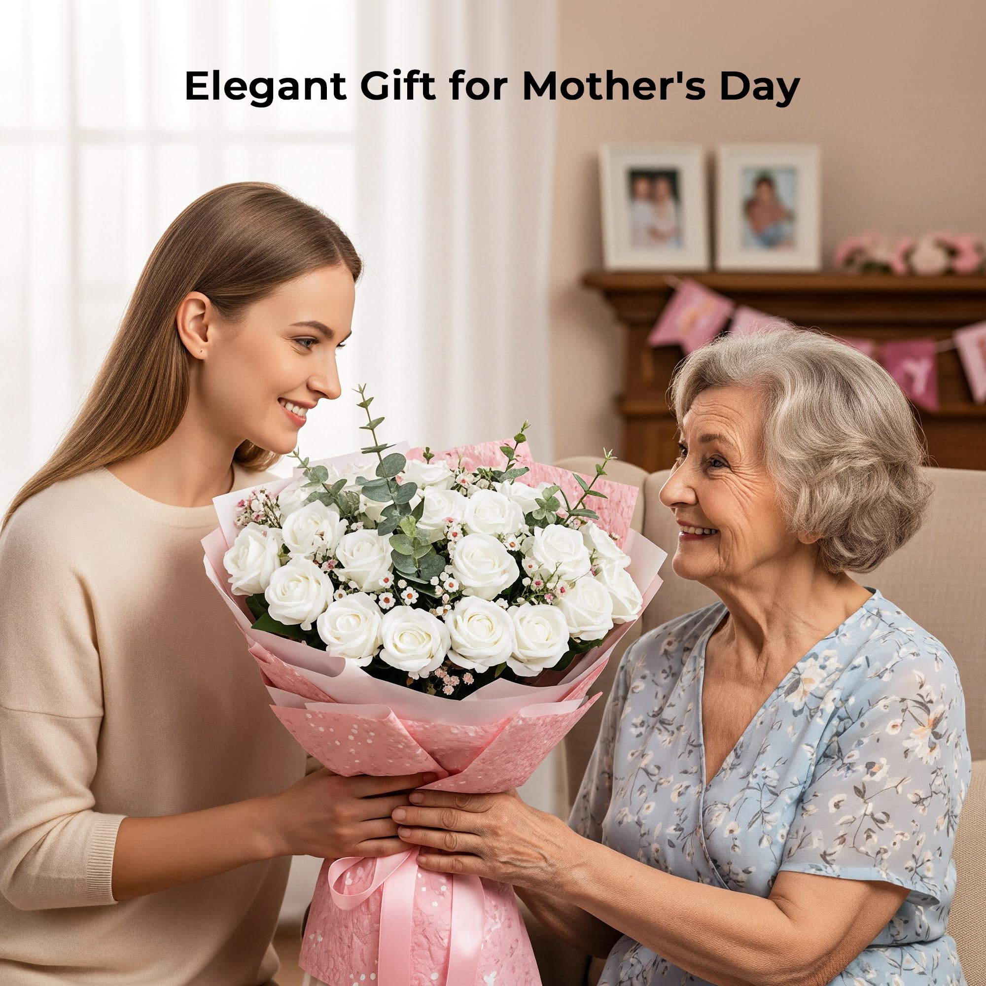 Auihiay white velvet silk roses bouquet – ultra-realistic petals for refined bouquets.