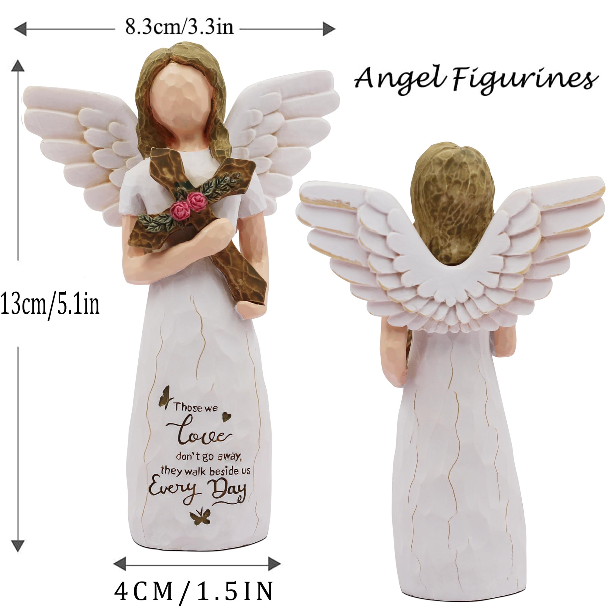 AUKEST bereavement angel figurine in natural resin for durable remembrance.