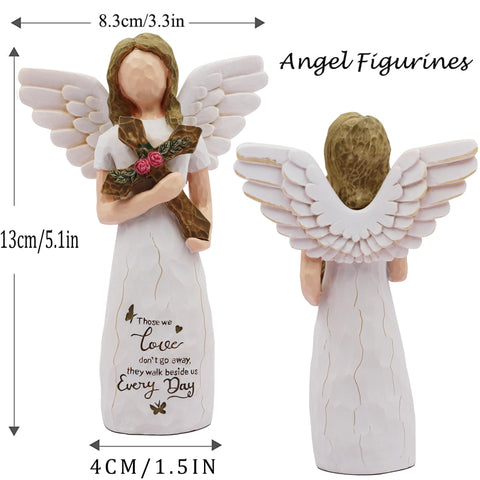 AUKEST bereavement angel figurine in natural resin for durable remembrance.