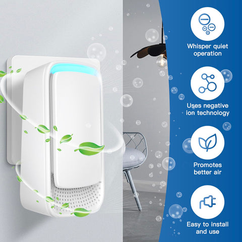 Aukuu plug-in ionizers close-up vent highlights whisper-quiet operation benefits.