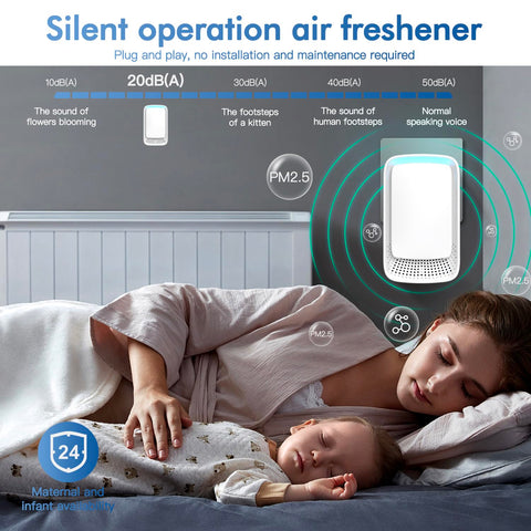 Aukuu compact-size in-bedroom setup demonstrates unobtrusive placement and cleaner air.