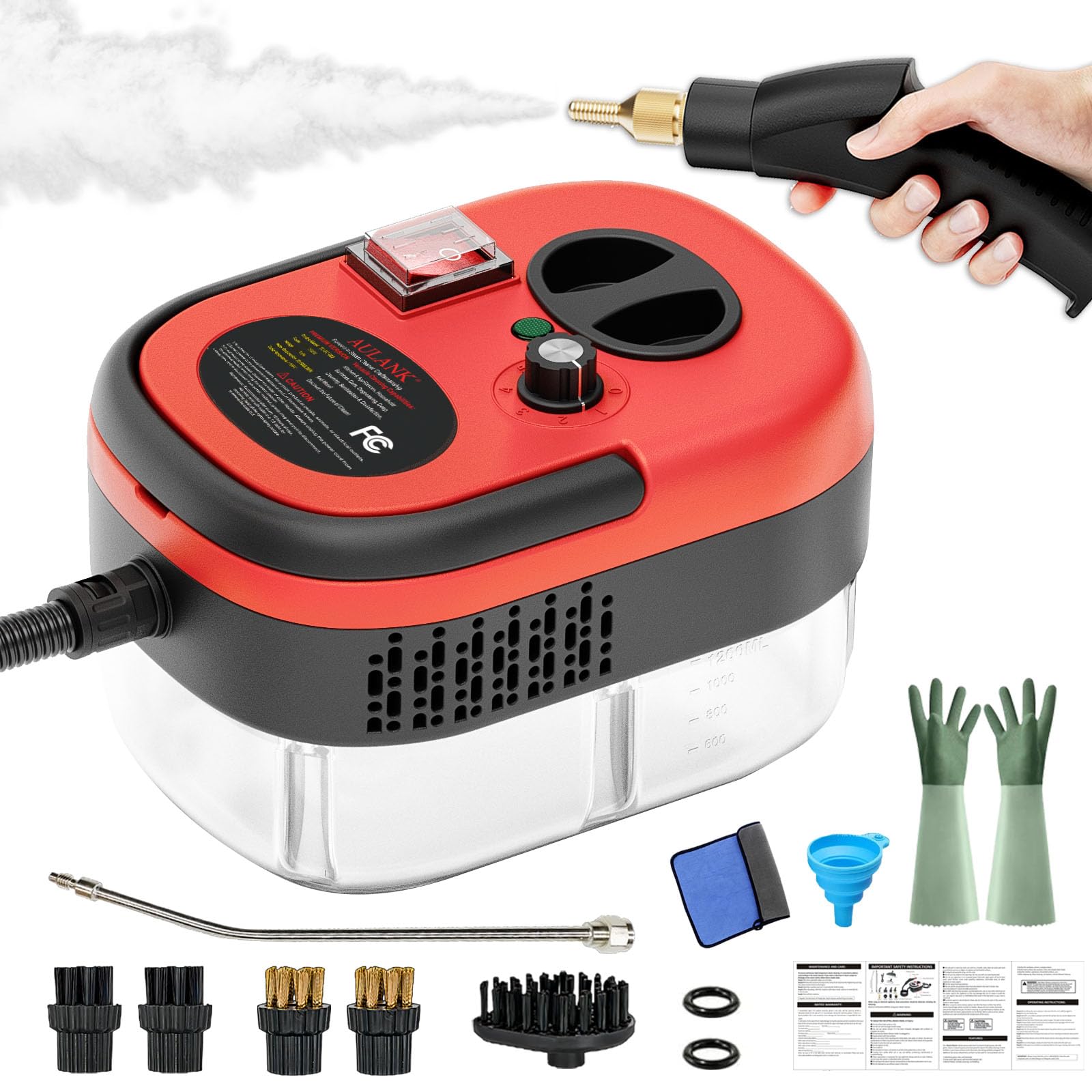 AULANK 2500W steam cleaner front view for powerful home cleaning
