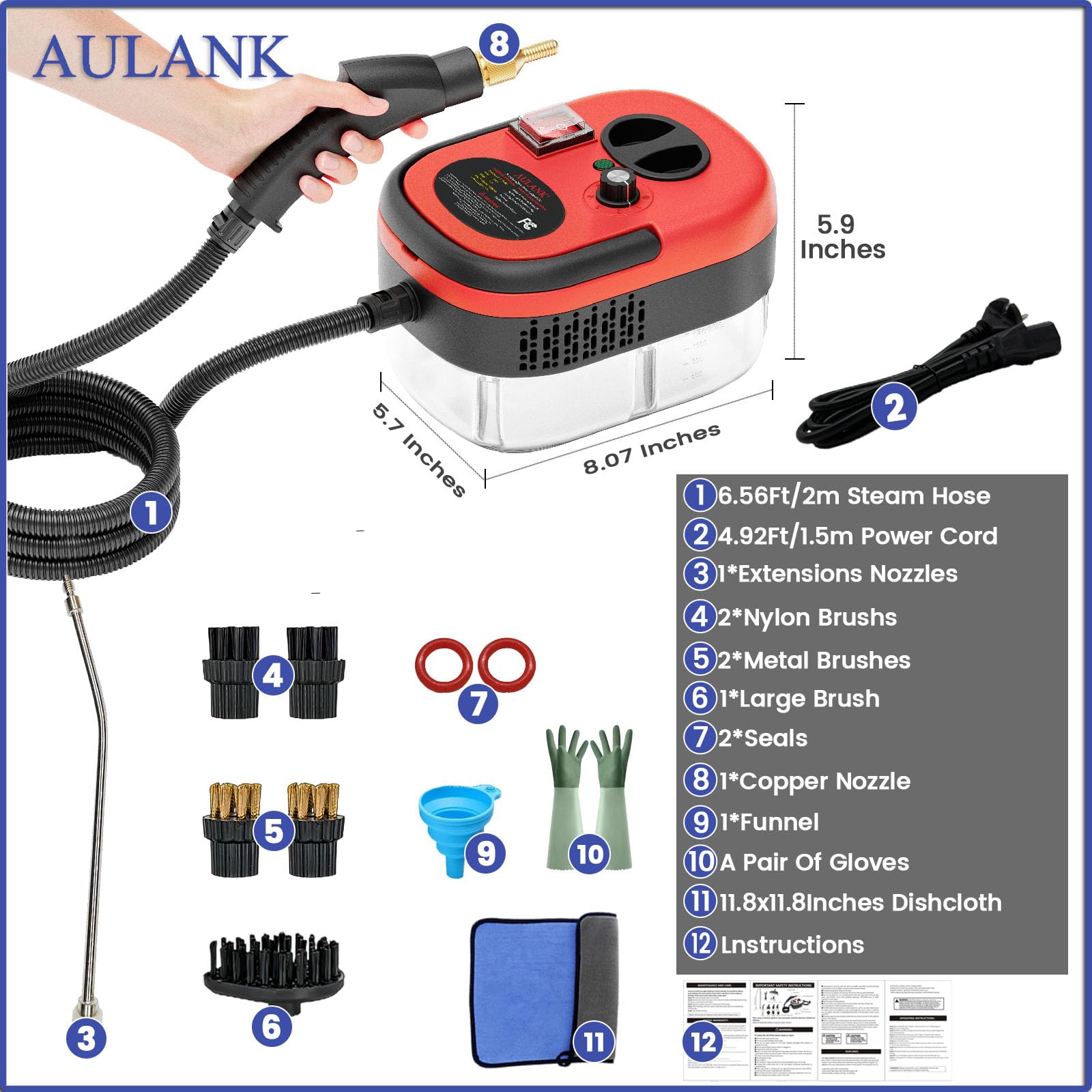 AULANK 1.2L water tank supports longer cleaning sessions
