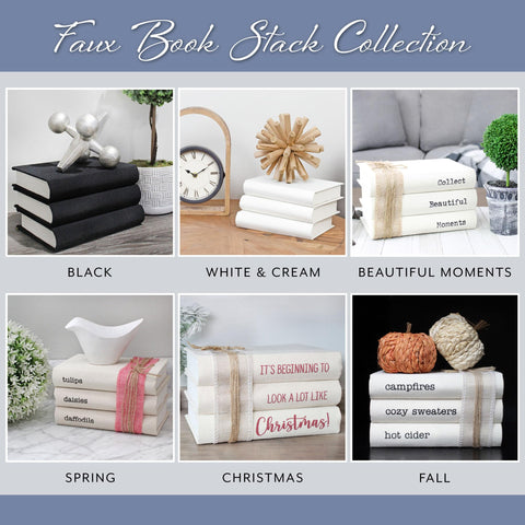 AuldHome Design faux book stack cream collection display unifies decor