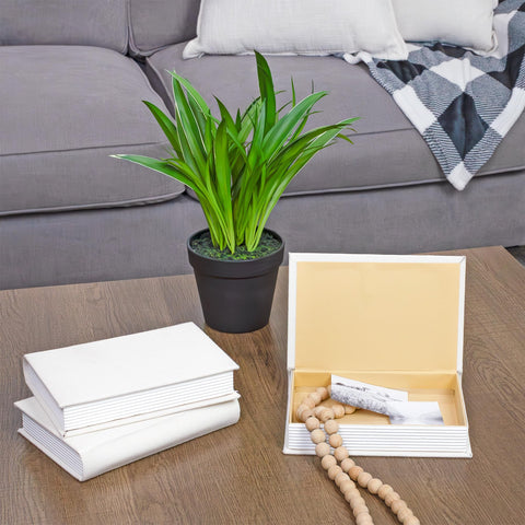 AuldHome Design faux book stack cream hollow interior for discreet storage