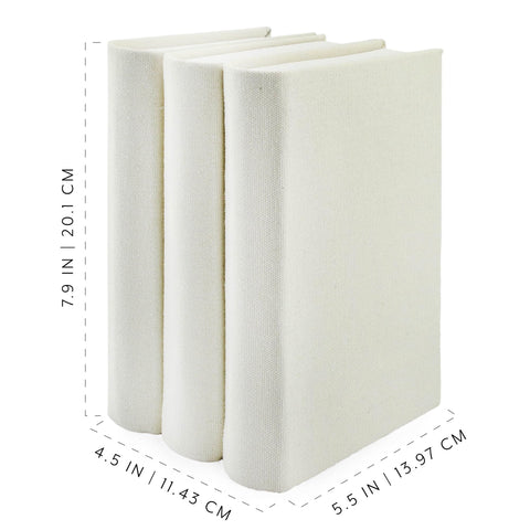 AuldHome Design faux book stack cream on mantel creates warm decor
