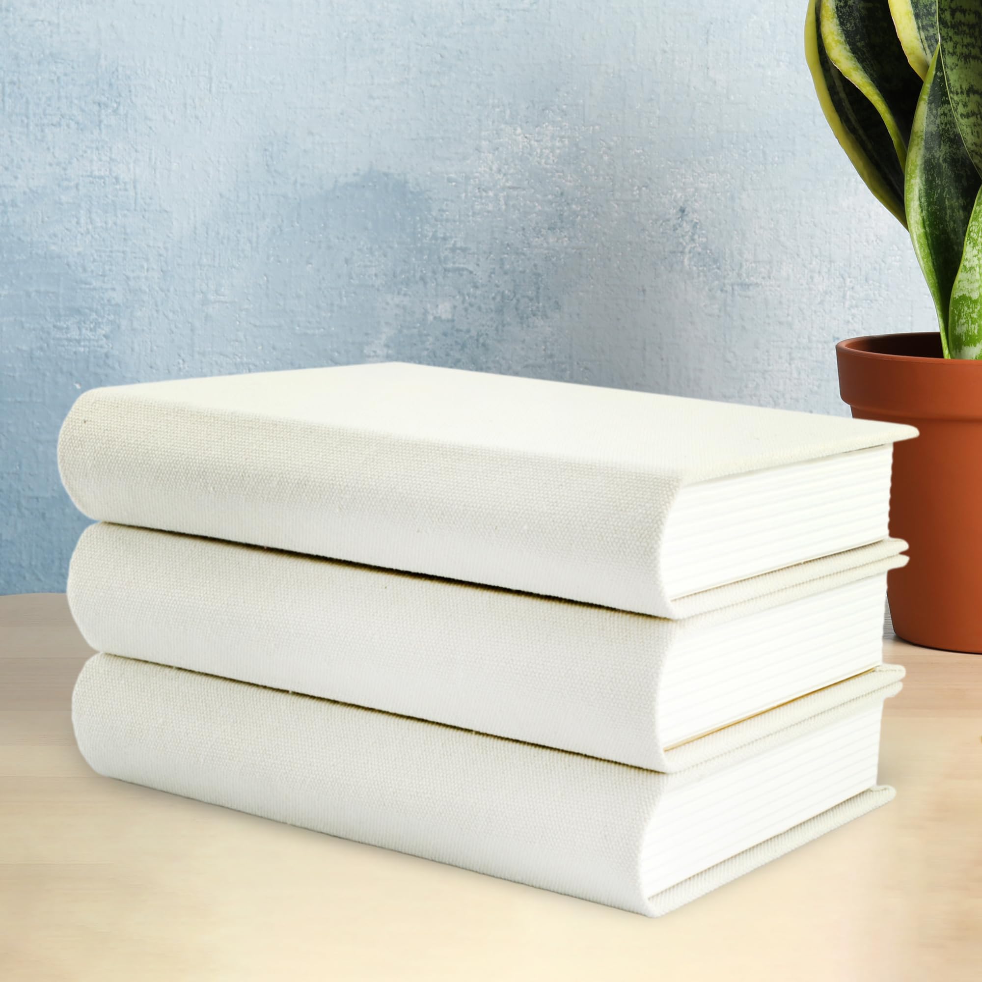 AuldHome Design faux book stack cream side view enhances tabletop styling