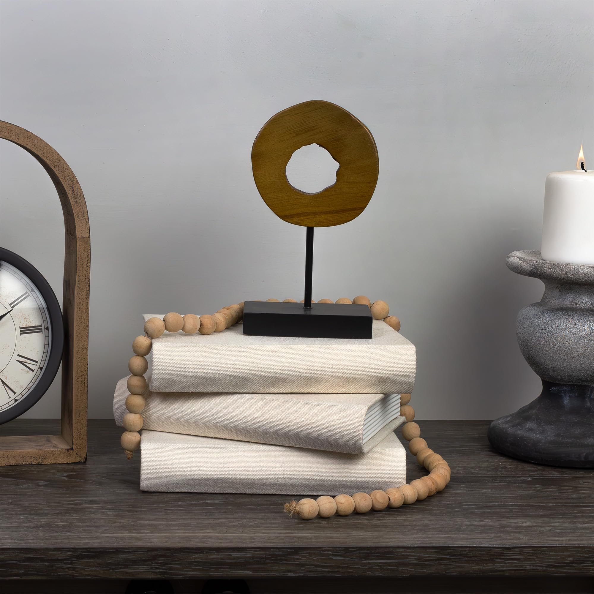 AuldHome Design faux book stack cream spine detail adds tactile charm