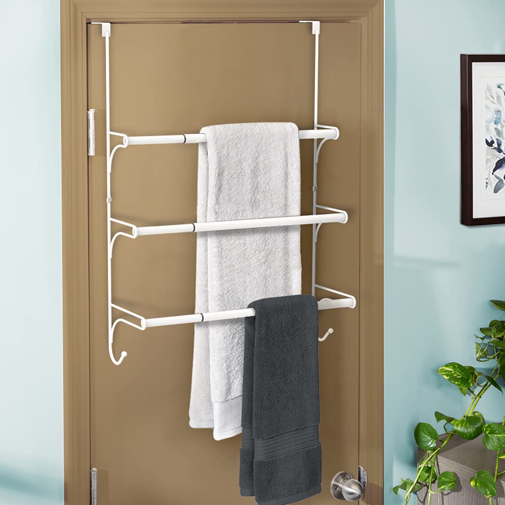 Auledio over-the-door triple towel rack extended length adjustable 33 to 56 cm.